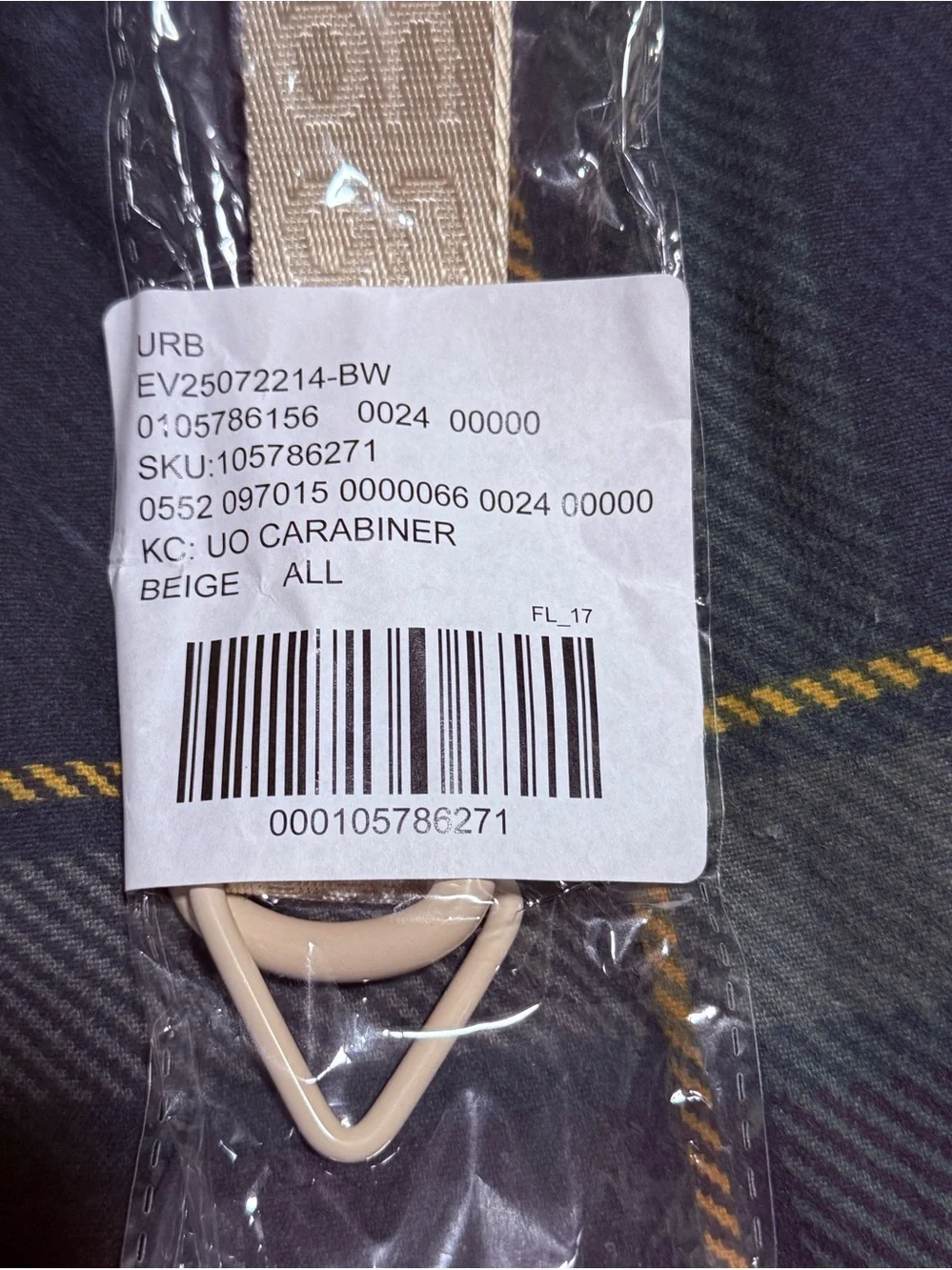 Urban Outfitters Carabiner Keychain Beige